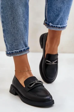 Loafersy Damskie|Mokasyny Damskie Skórzane>Buty damskie Vinceza Mokasyny Damskie Ze Skóry Naturalnej Vinceza 62181 Czarne