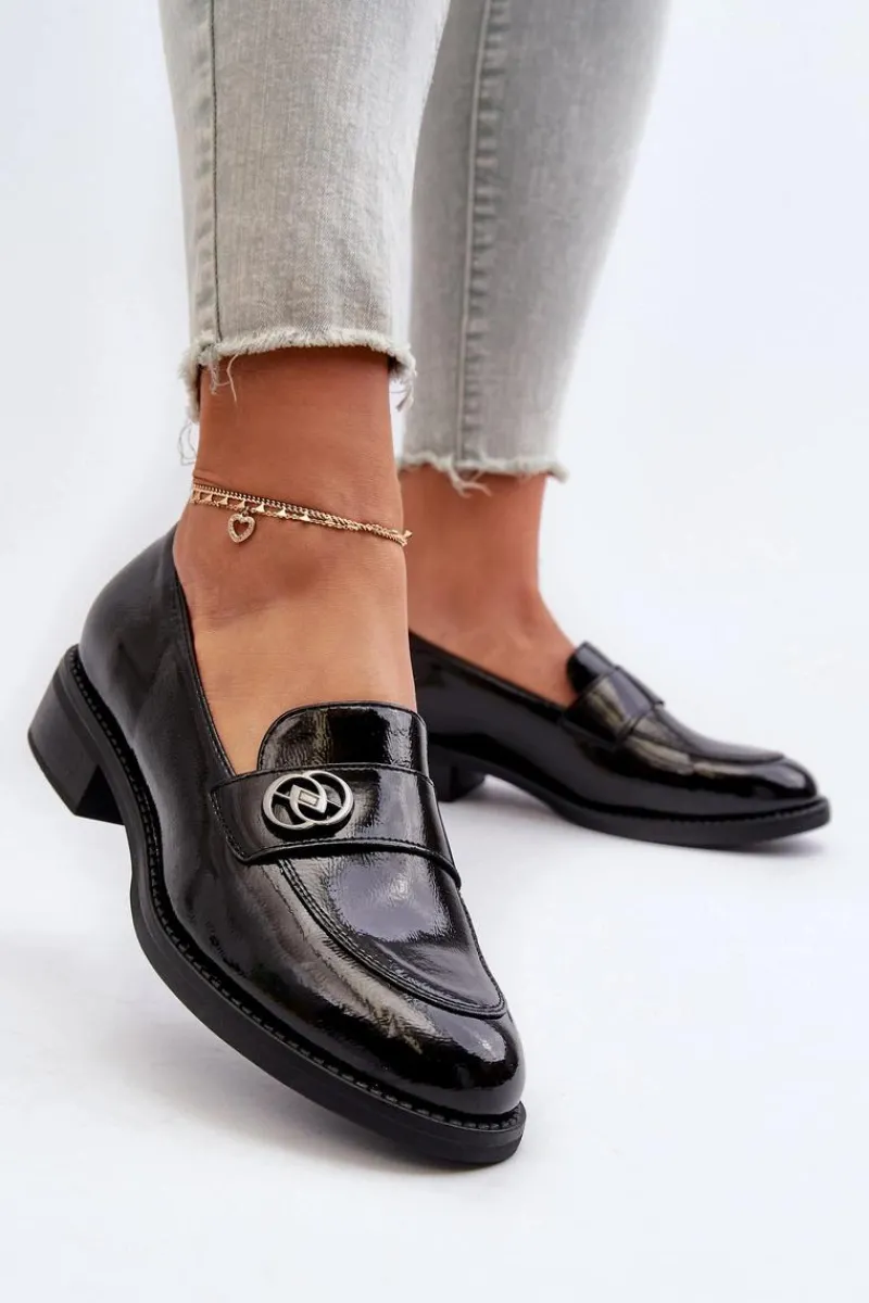 New Mokasyny Lakierowane Damskie Czarne Dilhela Damskie Mokasyny Damskie Lakierowane|Mokasyny Damskie Skórzane