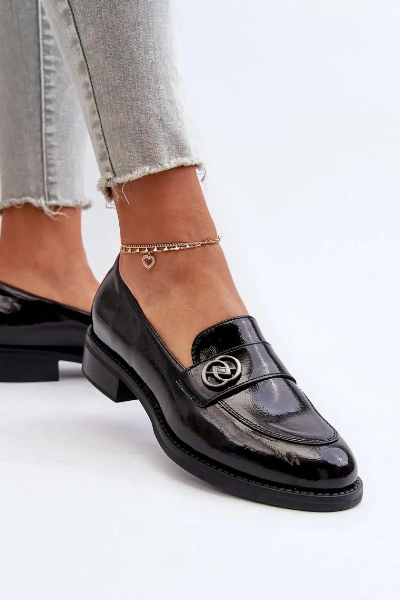 New Mokasyny Lakierowane Damskie Czarne Dilhela Damskie Mokasyny Damskie Lakierowane|Mokasyny Damskie Skórzane