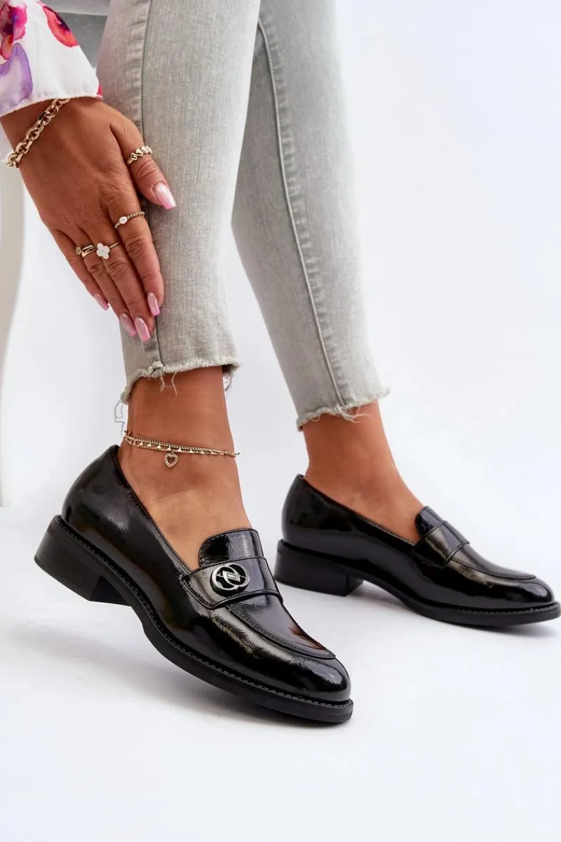 New Mokasyny Lakierowane Damskie Czarne Dilhela Damskie Mokasyny Damskie Lakierowane|Mokasyny Damskie Skórzane