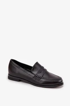 Discount Boto Mokasyny Loafersy Damskie Z Eko Skóry Czarne Bessina Czarny