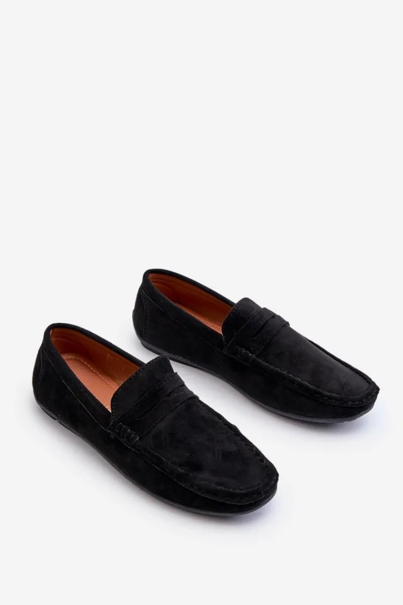 Hot Mokasyny Męskie Eko Zamszowe Czarne Nedlin Męskie Mokasyny Wsuwane