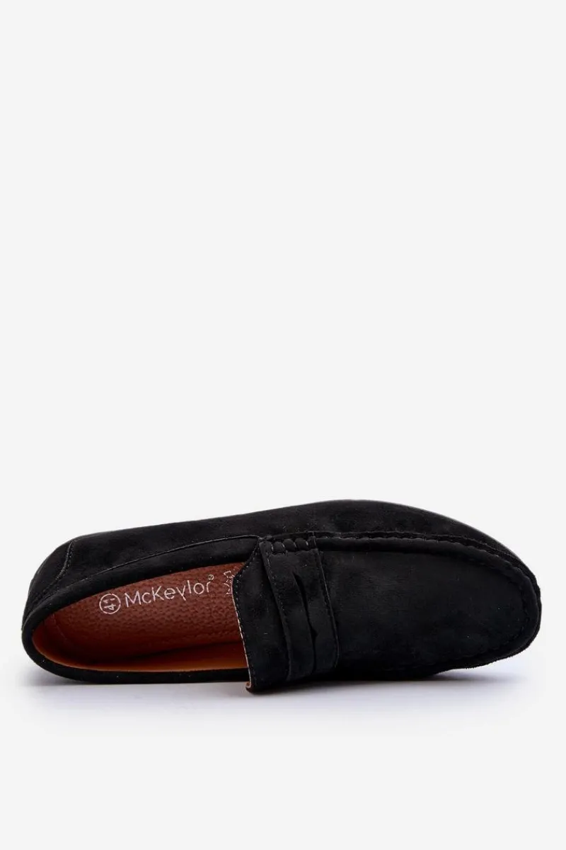 Hot Mokasyny Męskie Eko Zamszowe Czarne Nedlin Męskie Mokasyny Wsuwane