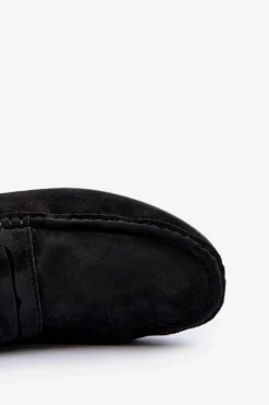 Hot Mokasyny Męskie Eko Zamszowe Czarne Nedlin Męskie Mokasyny Wsuwane