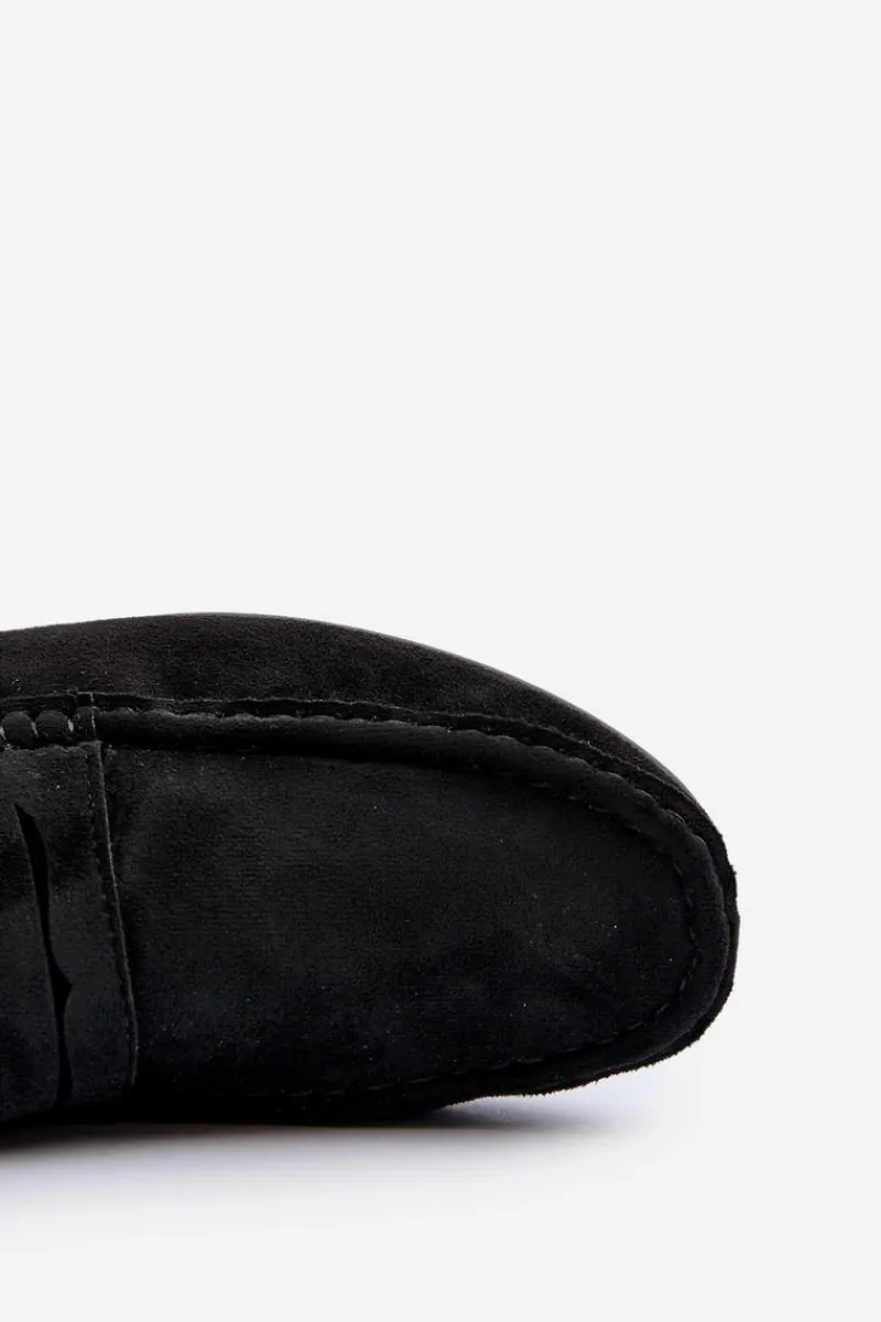 Hot Mokasyny Męskie Eko Zamszowe Czarne Nedlin Męskie Mokasyny Wsuwane