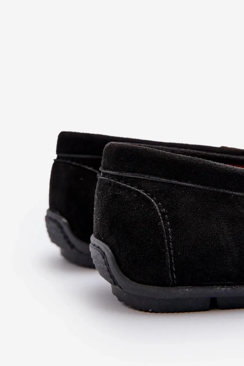 Hot Mokasyny Męskie Eko Zamszowe Czarne Nedlin Męskie Mokasyny Wsuwane