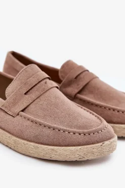 New Mokasyny Męskie Z Plecionką Ciemnobeżowe Fiamar Męskie Mokasyny Wsuwane|Espadryle Męskie