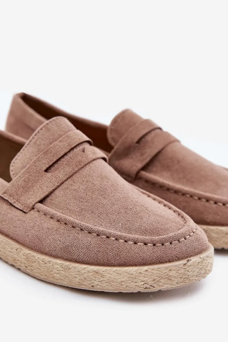 New Mokasyny Męskie Z Plecionką Ciemnobeżowe Fiamar Męskie Mokasyny Wsuwane|Espadryle Męskie