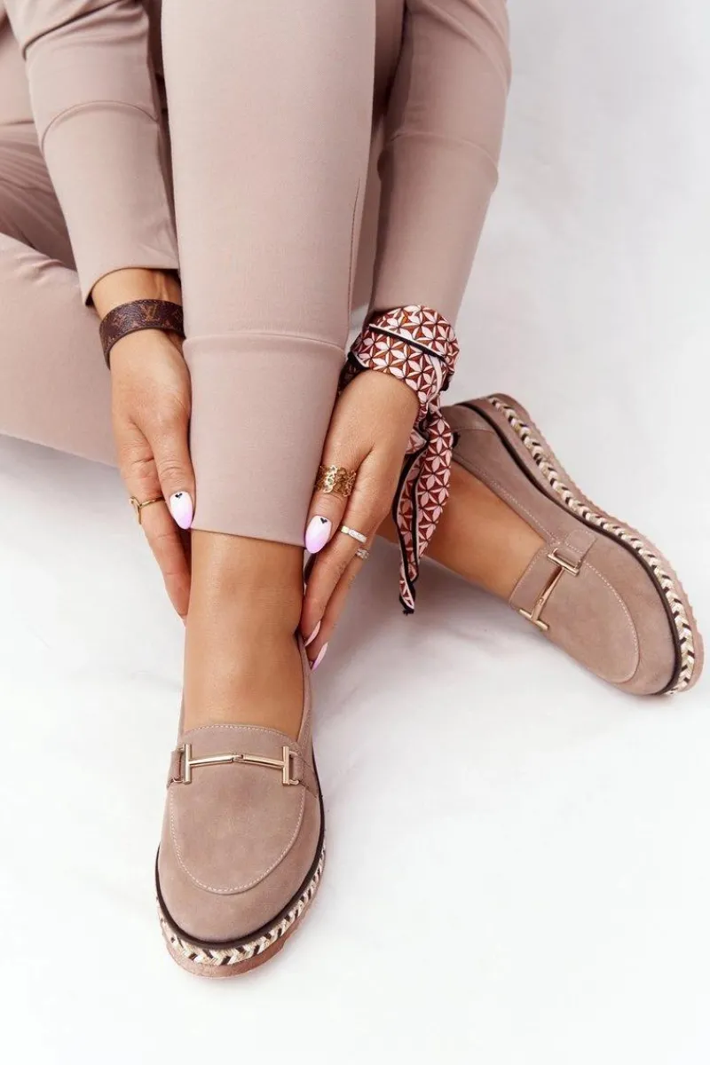 Mokasyny Na Platformie|Mokasyny Damskie Zamszowe>Laura Messi Mokasyny Na Platformie 2284 Jasny Brąz