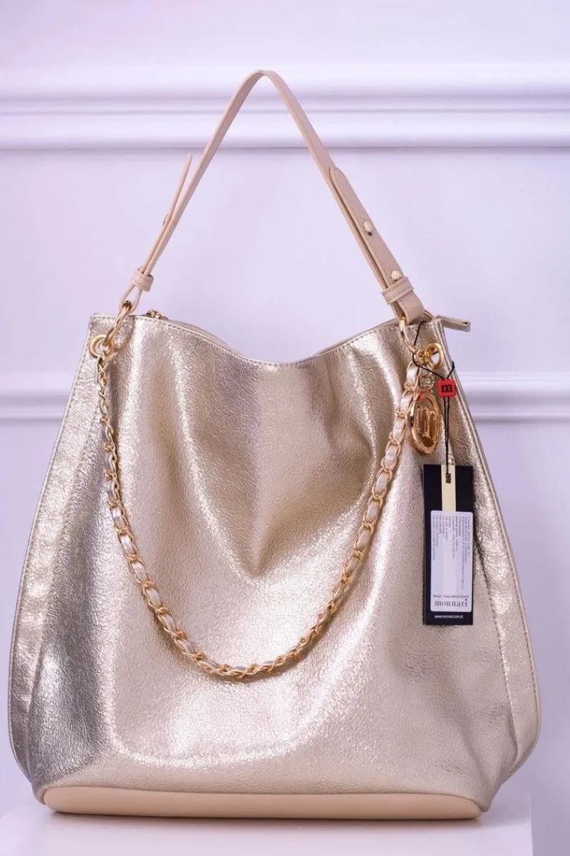 Outlet Monnari Złota Torba Worek Shopper BAGA750