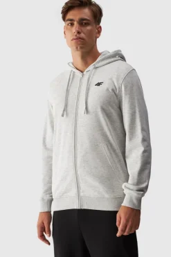 Discount Męska Bluza Dresowa Na Zamek Z Kapturem WMM00TSWSM1466-27M Szara Męskie Bluzy Męskie|Odzież 4F