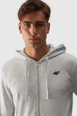 Discount Męska Bluza Dresowa Na Zamek Z Kapturem WMM00TSWSM1466-27M Szara Męskie Bluzy Męskie|Odzież 4F