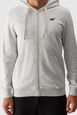 Discount Męska Bluza Dresowa Na Zamek Z Kapturem WMM00TSWSM1466-27M Szara Męskie Bluzy Męskie|Odzież 4F