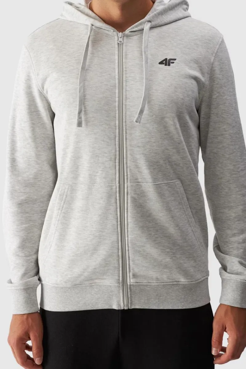 Discount Męska Bluza Dresowa Na Zamek Z Kapturem WMM00TSWSM1466-27M Szara Męskie Bluzy Męskie|Odzież 4F