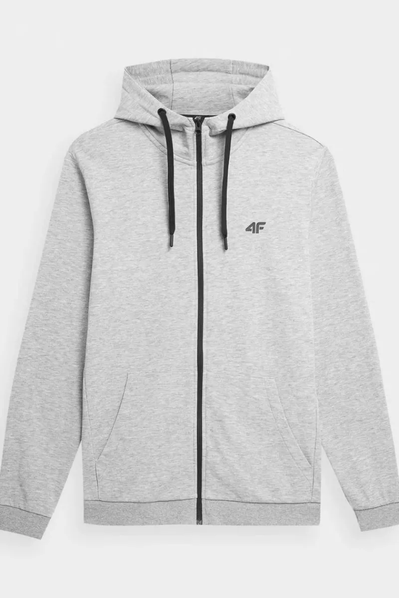 Discount Męska Bluza Dresowa Na Zamek Z Kapturem WMM00TSWSM1466-27M Szara Męskie Bluzy Męskie|Odzież 4F