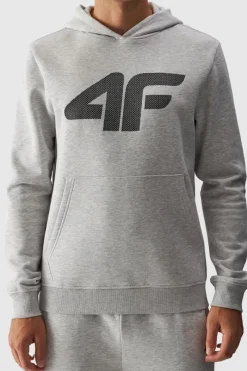 Clearance Męska Bluza Dresowa Nierozpinana Z Kapturem WMM00TSWSM1464-27M Jasnoszara Męskie Bluzy Męskie|Odzież 4F
