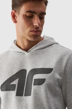 Clearance Męska Bluza Dresowa Nierozpinana Z Kapturem WMM00TSWSM1464-27M Jasnoszara Męskie Bluzy Męskie|Odzież 4F