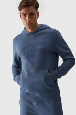 Bluzy Męskie|Odzież 4F>4F Męska Bluza Dresowa Nierozpinana Z Kapturem WMM00TSWSM1464-32S Niebieska