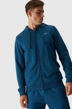 Discount Męska Bluzka Z Kapturem Rozpinana WAW24TSWSM1256-46S Turkusowa Męskie Bluzy Męskie|Odzież 4F