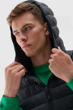 Discount Męski Bezrękawnik Puchowy WAW24TVJAM146-20S Czarny Męskie Kurtki Męskie|Odzież 4F