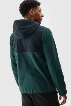 Clearance 4F Męski Polar Z Kapturem Regular WAW24TFLEM269-40S Ciemno Zielony