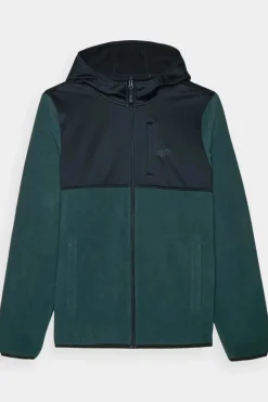 Clearance 4F Męski Polar Z Kapturem Regular WAW24TFLEM269-40S Ciemno Zielony