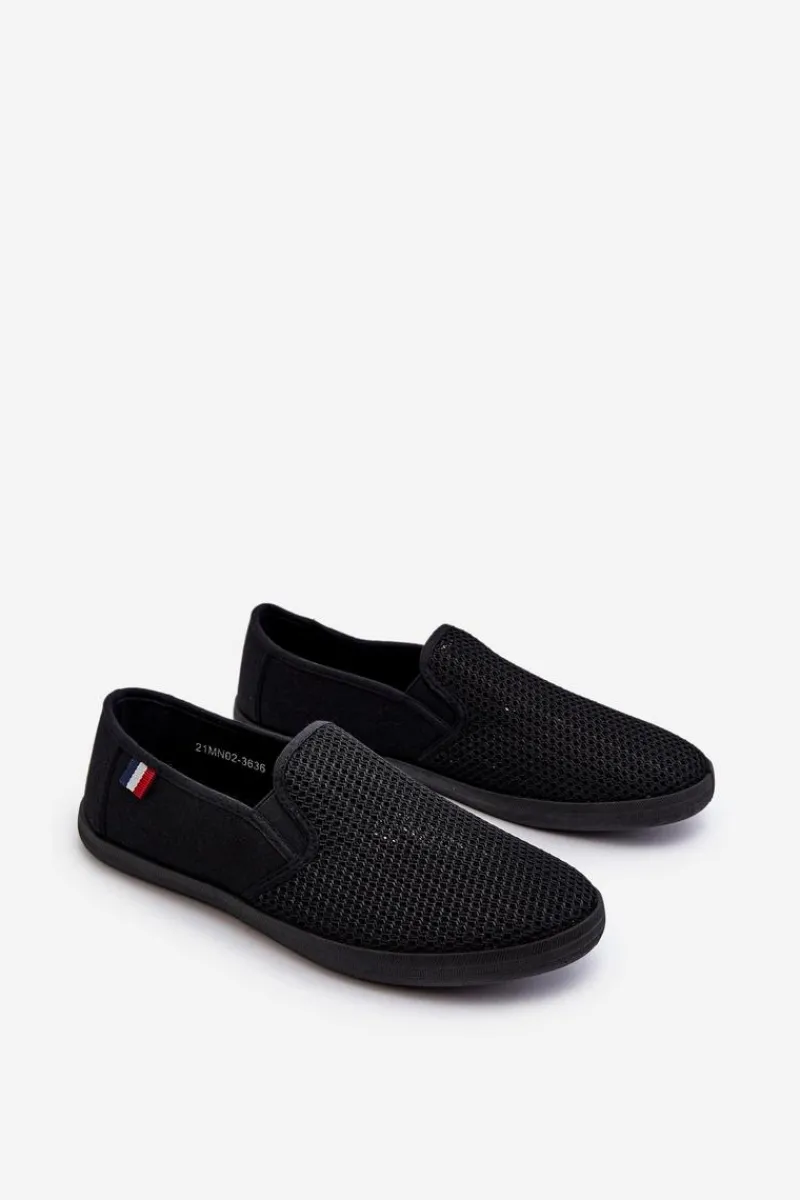 Trampki Niskie|Trampki Męskie Niskie>Evento Męskie Ażurowe Tenisówki Trampki Czarne Koboru