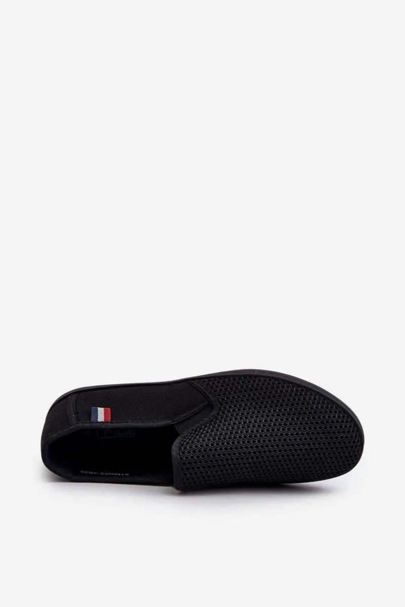 Trampki Niskie|Trampki Męskie Niskie>Evento Męskie Ażurowe Tenisówki Trampki Czarne Koboru