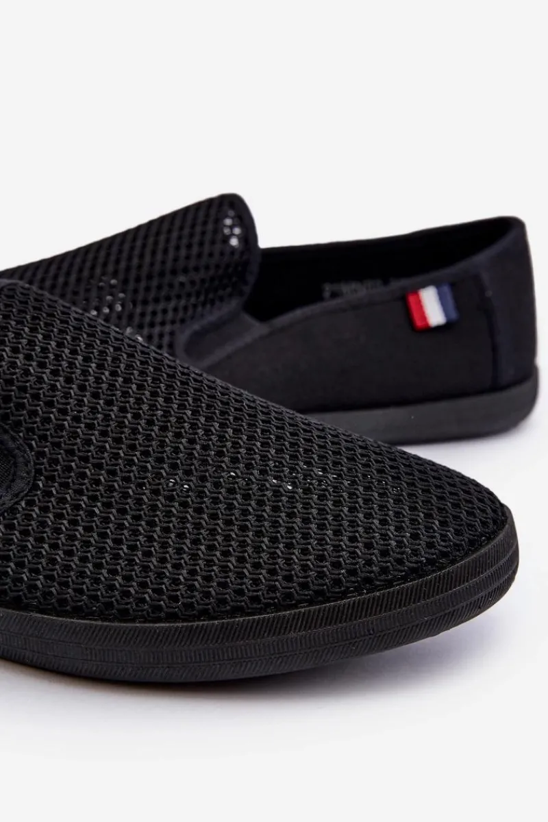 Trampki Niskie|Trampki Męskie Niskie>Evento Męskie Ażurowe Tenisówki Trampki Czarne Koboru