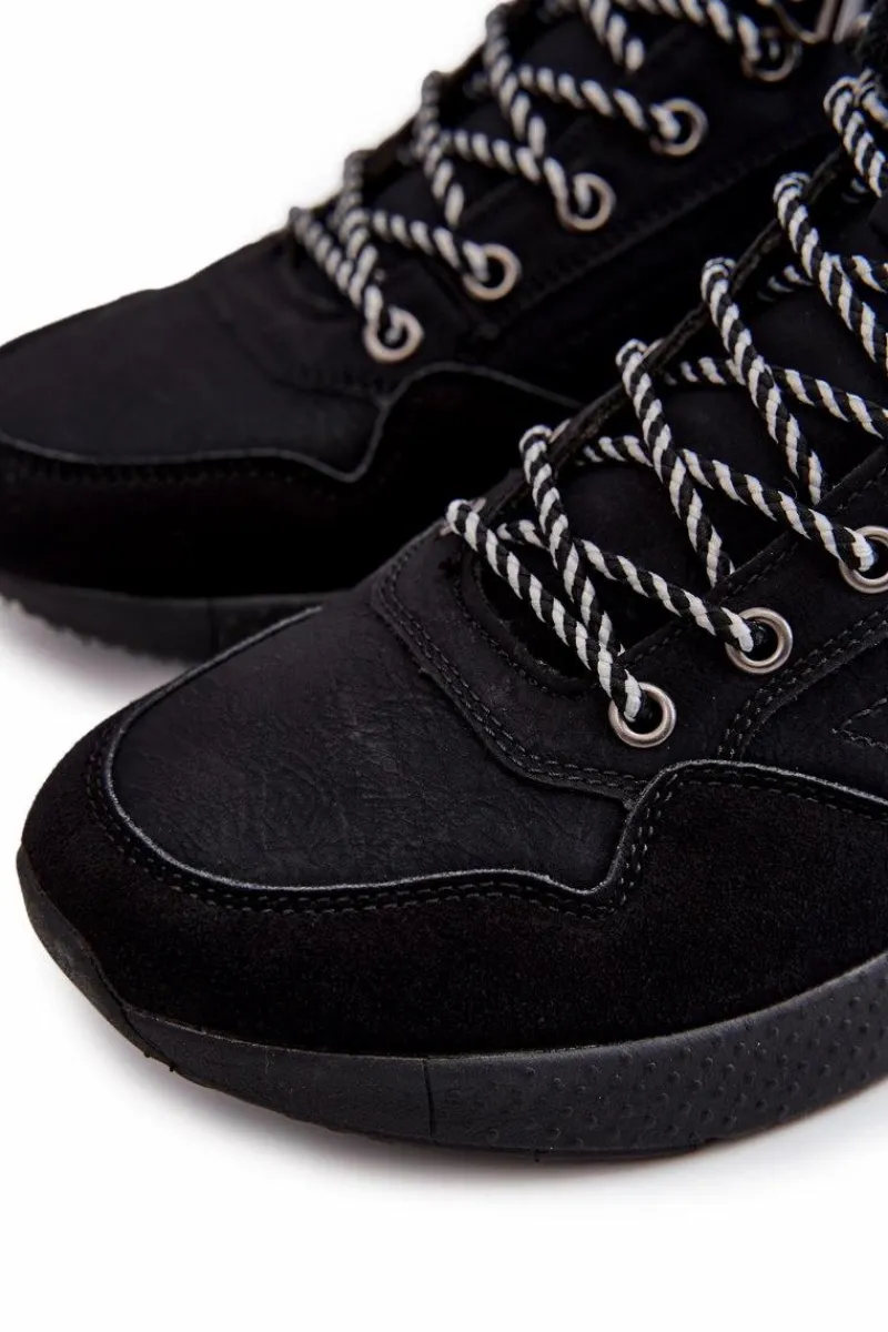 Best Męskie Botki Buty Trekkingowe Ocieplane LCJ-22-31-1457 Czarne Męskie Obuwie Trekkingowe Męskie|Botki Męskie