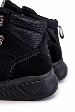 Best Męskie Botki Buty Trekkingowe Ocieplane LCJ-22-31-1457 Czarne Męskie Obuwie Trekkingowe Męskie|Botki Męskie