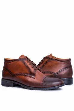 Best Męskie Botki Ocieplane Polskie Skórzane Trzewiki Koniak Columbs Męskie Botki Męskie