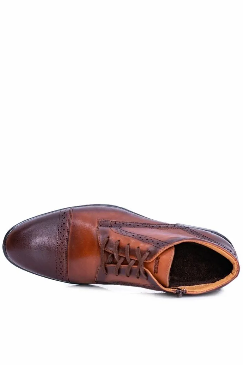 Best Męskie Botki Ocieplane Polskie Skórzane Trzewiki Koniak Columbs Męskie Botki Męskie