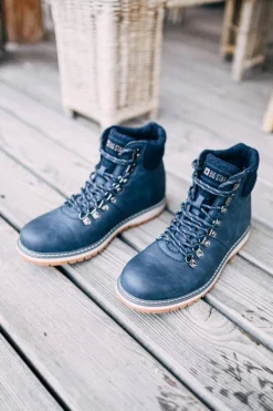 Big Star Shoes Męskie Botki Trapery Big Star Granatowe EE174403