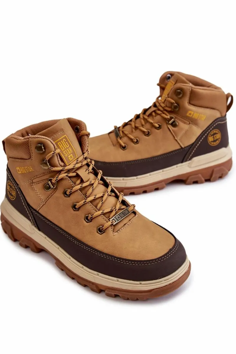 Discount Big Star Shoes Męskie Botki Trapery Memory Foam Big Star KK174119 Camel