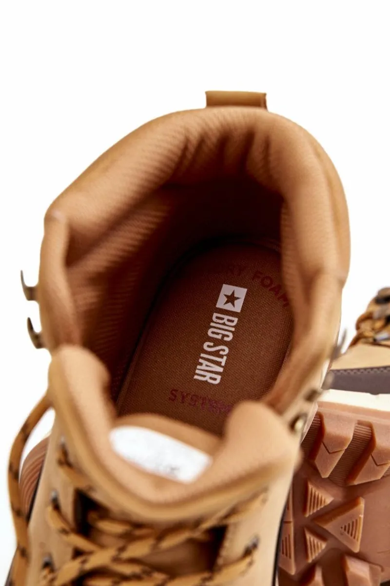 Discount Big Star Shoes Męskie Botki Trapery Memory Foam Big Star KK174119 Camel