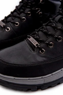 Outlet Męskie Botki Trapery Memory Foam Big Star KK174120 Czarne Męskie Botki Męskie