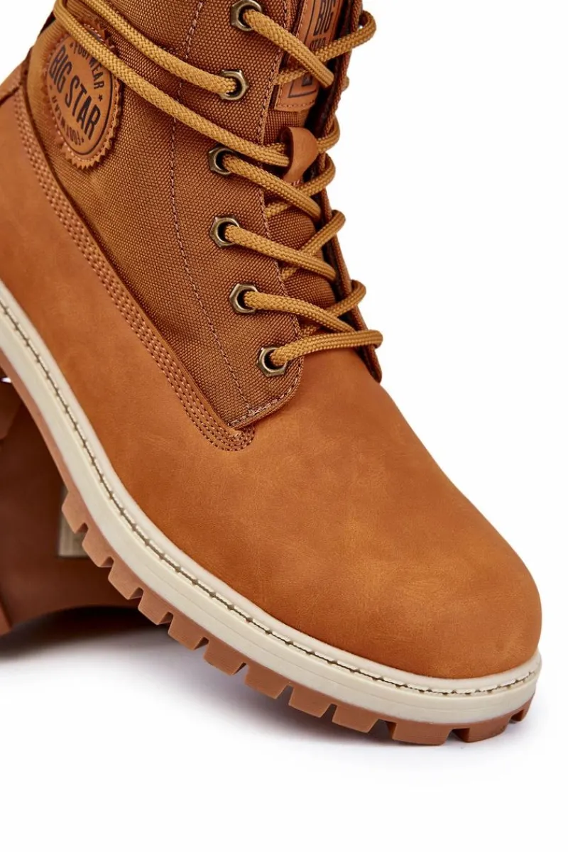 Botki Męskie>Big Star Shoes Męskie Botki Trapery Memory Foam Big Star KK174203 Camel