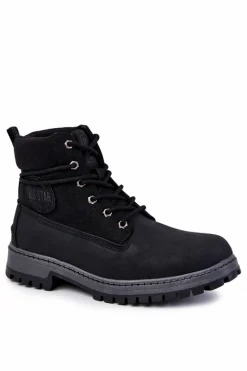 Best Big Star Shoes Męskie Botki Trapery Memory Foam Big Star KK174206 Czarne Czarny