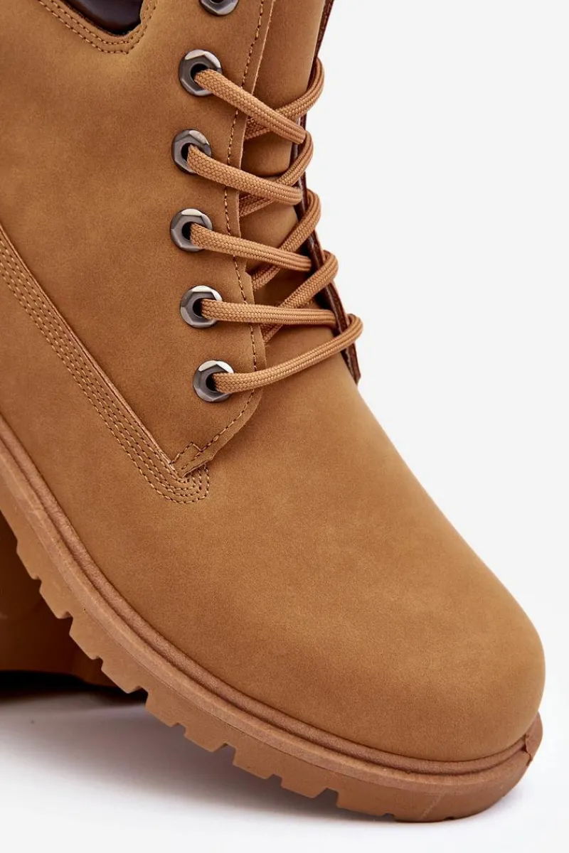 Outlet Boto Męskie Botki Trapery Sznurowane Camel Memeni