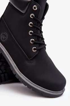 Clearance Męskie Botki Trapery Sznurowane Czarne Memeni Męskie Obuwie Trekkingowe Męskie|Obuwie Sportowe Męskie