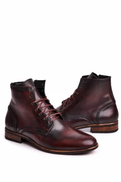 Best Męskie botki trzewiki skórzane brązowe kabir Bruno Męskie Botki Męskie