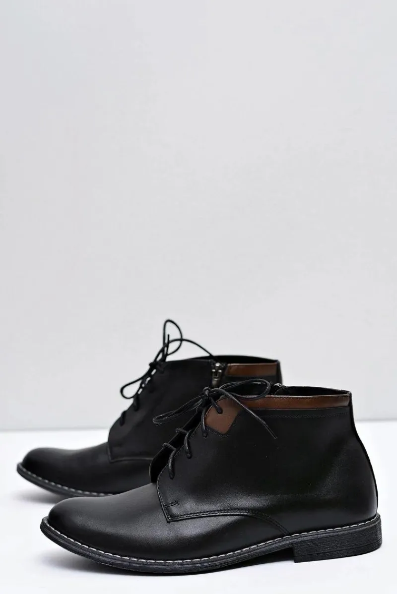 New Boto Męskie Botki Wysokie Ciepłe Z Zamkiem Czarne Mendez