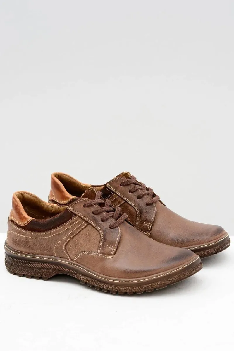 Męskie Brązowe Półbuty Ernesto Skóra Naturalna Męskie Półbuty Casual