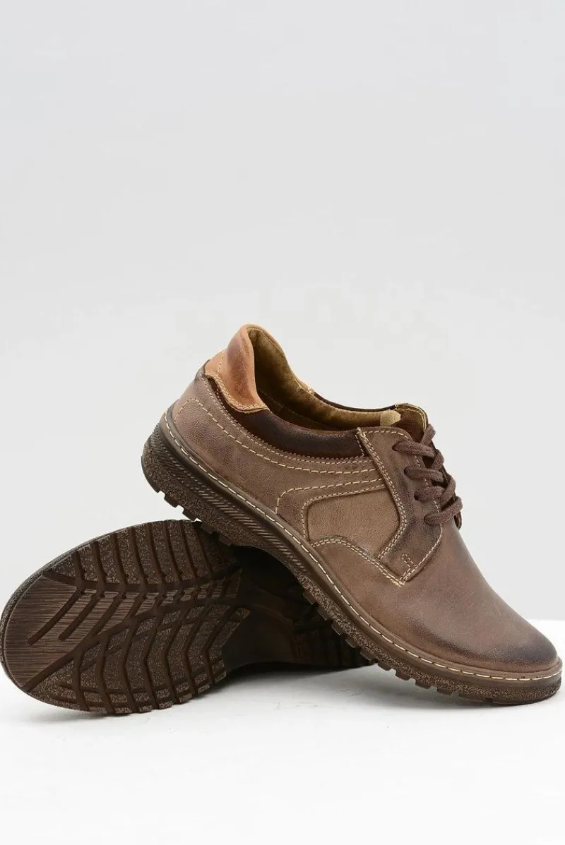 Męskie Brązowe Półbuty Ernesto Skóra Naturalna Męskie Półbuty Casual