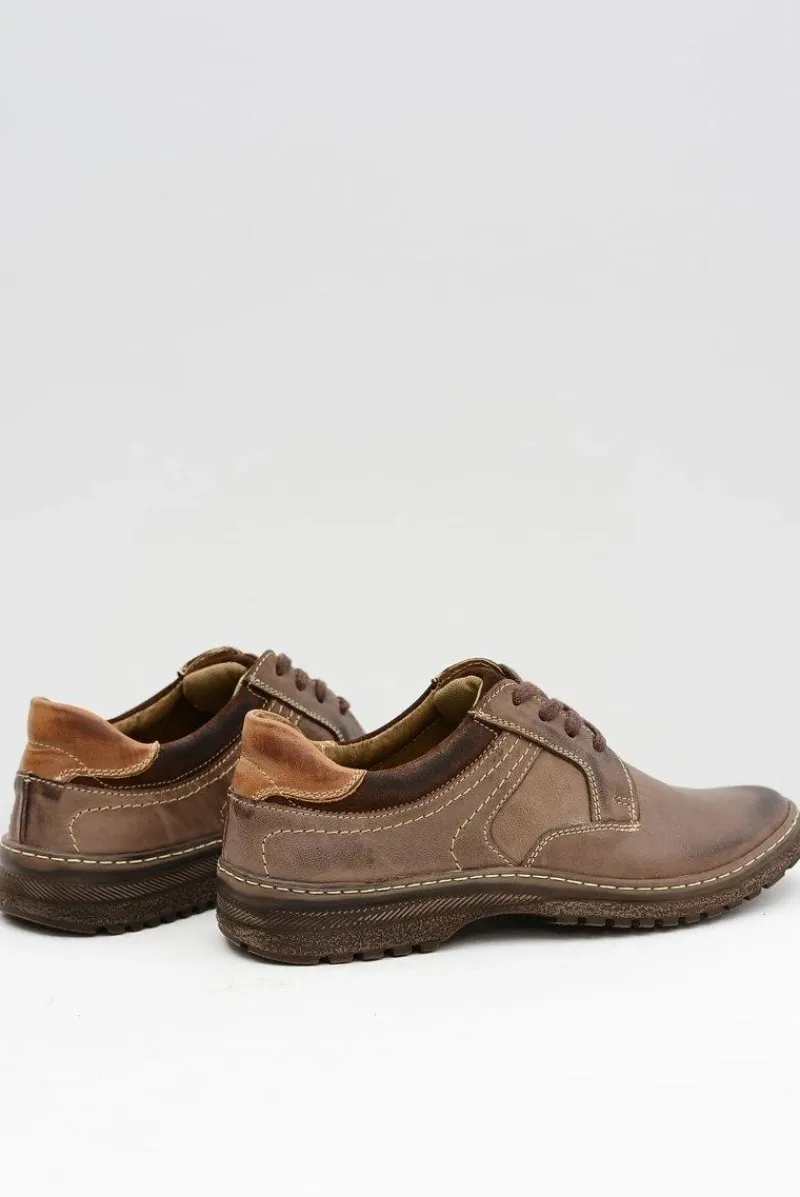 Męskie Brązowe Półbuty Ernesto Skóra Naturalna Męskie Półbuty Casual
