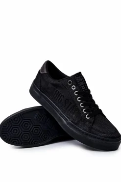 Trampki Męskie Big Star|Obuwie Sportowe Męskie>Big Star Shoes Męskie Buty Sportowe Big Star JJ174057 Czarne