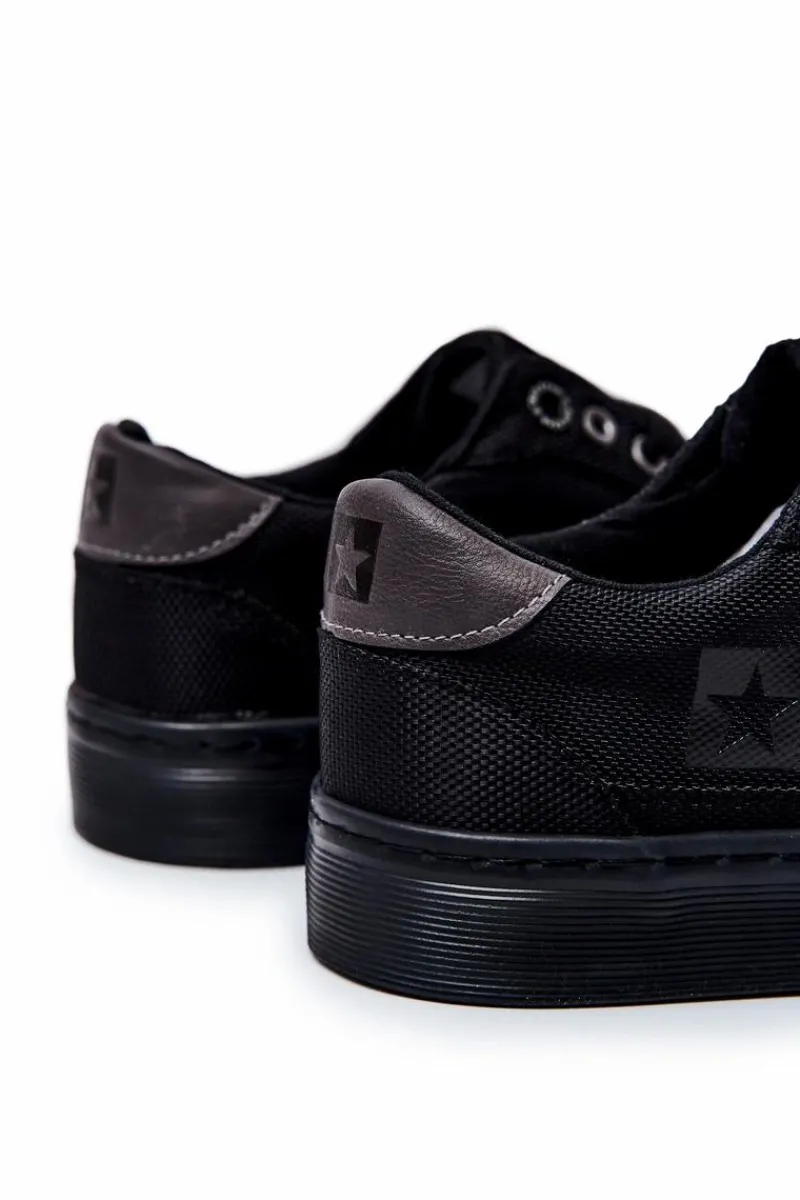 Trampki Męskie Big Star|Obuwie Sportowe Męskie>Big Star Shoes Męskie Buty Sportowe Big Star JJ174057 Czarne