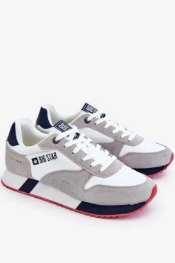 Obuwie Sportowe Męskie>Big Star Shoes Męskie Buty Sportowe Memory Foam System Big Star LL174160 Biało-Szare