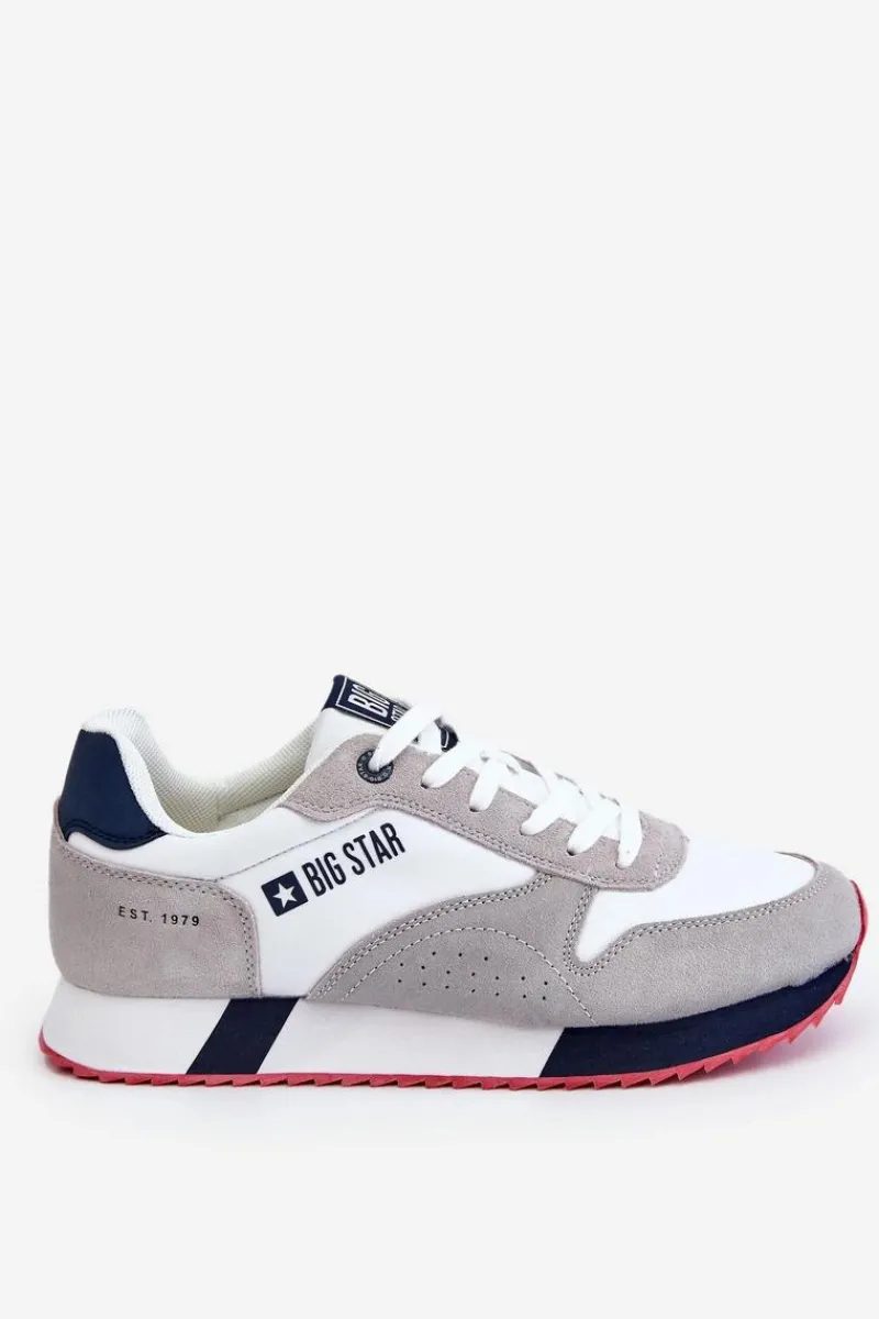 Obuwie Sportowe Męskie>Big Star Shoes Męskie Buty Sportowe Memory Foam System Big Star LL174160 Biało-Szare